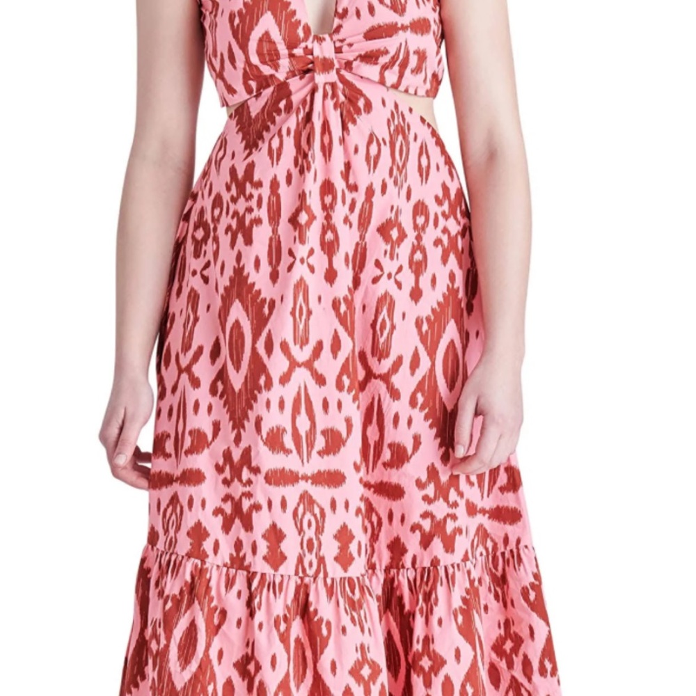 Steve Madden Pink and White Ruffled Tie Front Maxi Dress